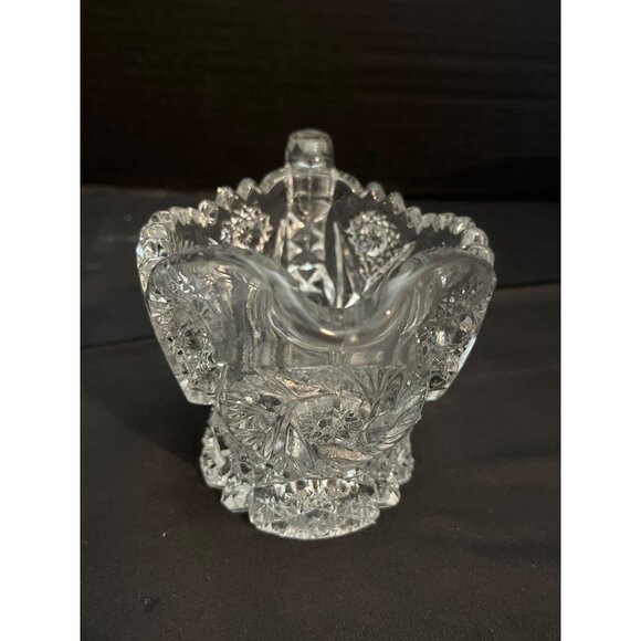 American Brilliant Period Cut Crystal Creamer  Pitcher Pinwheel Design Deep Cuts - Picture 7 of 7